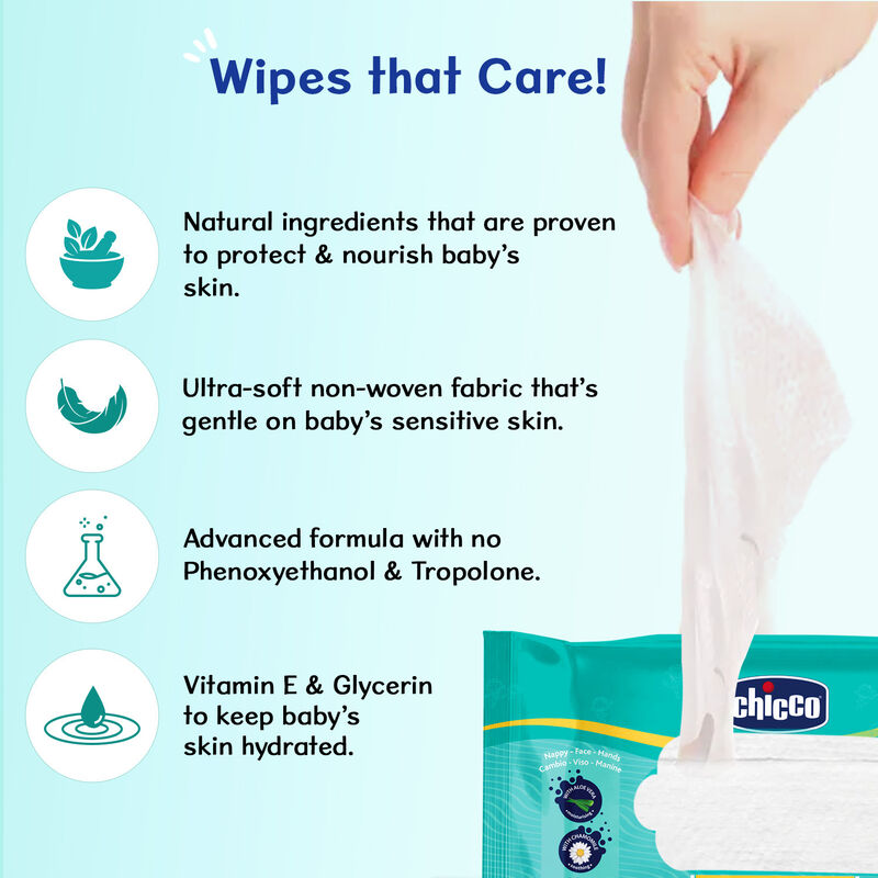 Chicco Wet Wipes Stickers Pack of 6 - 432 Pcs image number null
